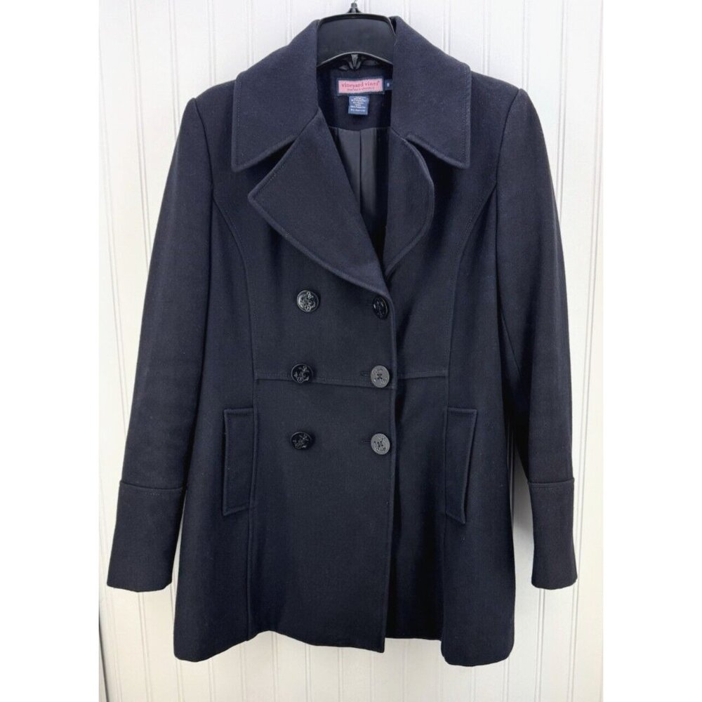 Vineyard Vines Double-breasted Wool Blend Coat Nautical Buttons Women's Size 8
